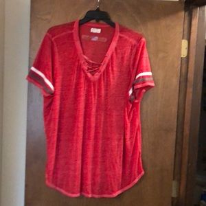 Red baseball style tee
